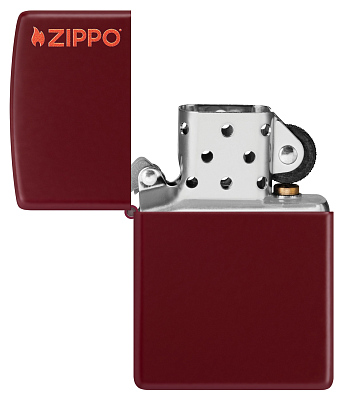 Зажигалка ZIPPO Logo с покрытием Merlot, латунь/сталь, бордовая, глянцевая, 38x13x57 мм
