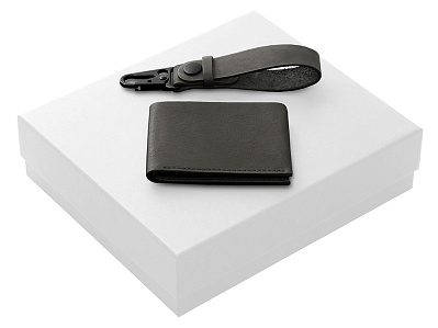 Подарочный набор Long River: кошелек, ремешок для ключей (Черный/белый)