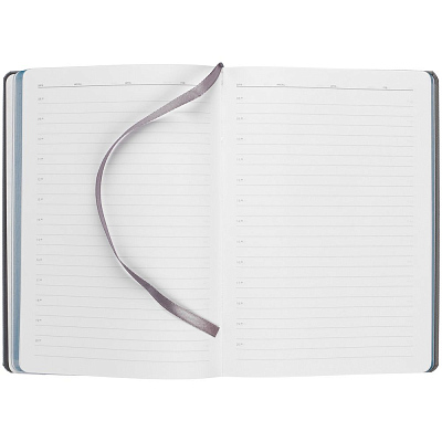 Ежедневник Rubikon на заказ, недатированный серо-бирюзовый