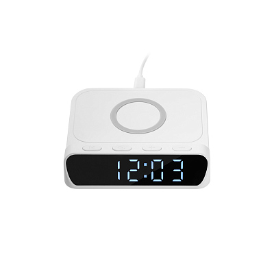 Зарядная станция с часами 15W Ригель (Rigel), белая