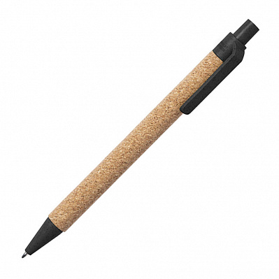 Ручка шариковая YARDEN , натуральная пробка, пшеничная солома, ABS пластик, 13,7 см (Черный)