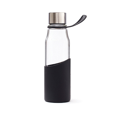 Бутылка для воды VINGA Lean из боросиликатного стекла, 550 мл (Черный;)
