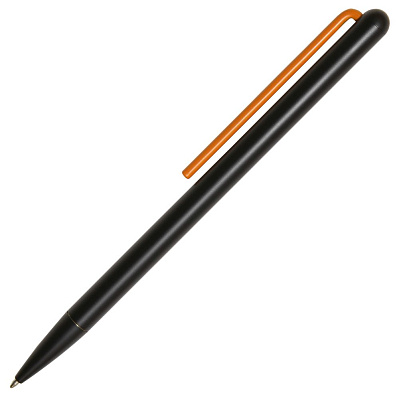 Шариковая ручка GrafeeX в чехле, черная с оранжевым (Оранжевый)