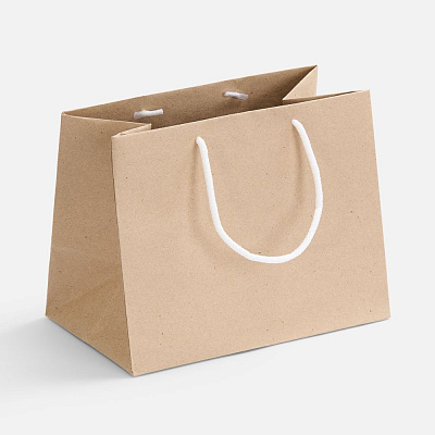 Пакет бумажный Stor, неокрашенный с белыми ручками (Белый)