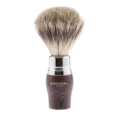 Бритвенный набор Mondial: станок MACH3, помазок, подставка; венге