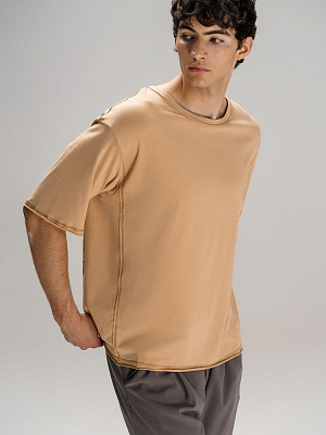 Футболка оверсайз унисекс Vozduh, бежевая (Бежевый)