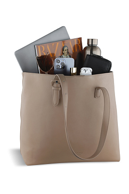 Бизнес-шоппер женский наплечный BUGATTI Luna, пудровый, полиуретан, 47 х 18 х 34 см