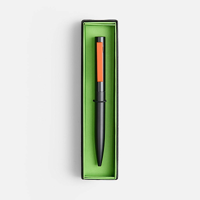 Ручка шариковая Inkolor в футляре, черная с оранжевым