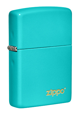 Зажигалка ZIPPO Classic с покрытием Flat Turquoise, латунь/сталь, бирюзовая, глянцевая, 38x13x57 мм (Синий)