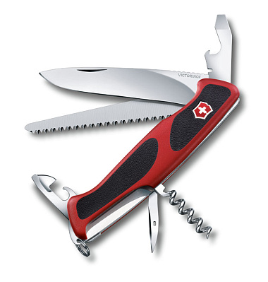 Нож перочинный VICTORINOX RangerGrip 55 130 мм 12 функций с фиксатором лезвия красный с чёрным
