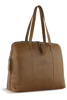 Портфель женский KLONDIKE GOLD «Charlie», натуральная кожа в коньячном цвете, 40 х 32 х 13 см