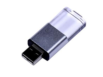 USB 2.0- флешка промо на 32 Гб прямоугольной формы, выдвижной механизм (Чёрный)