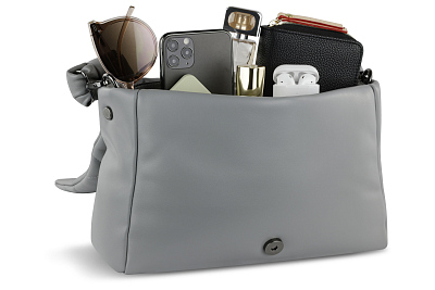 Сумка наплечная женская BUGATTI Cara, серая, полиуретан, 31х7,5х20 см, 4 л