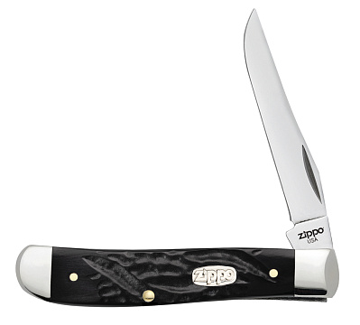 Нож перочинный ZIPPO Rough Black Synthetic Mini Trapper 89 мм чёрный