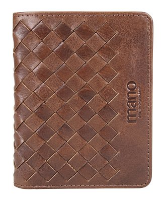 Портмоне для кредитных карт Mano "Don Luca", натуральная кожа в коньячном цвете, 8,5 х 11 см (Коричневый)