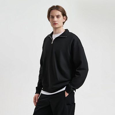 Толстовка на молнии унисекс FLOW, черная, размер XL/2XL (Чёрный)