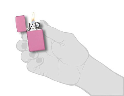 Зажигалка ZIPPO Slim® с покрытием Pink Matte, латунь/сталь, розовая, матовая, 29x10x60 мм