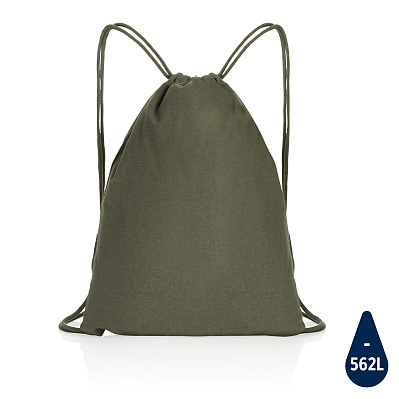 Рюкзак на шнурке Impact из переработанного хлопка AWARE™, 145 г (Зеленый;)