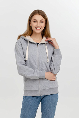 Толстовка на молнии Kulonga Sherpa, белая (Серый меланж)