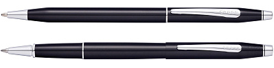 Набор Cross Classic Century Black Lacquer: шариковая ручка и ручка-роллер, цвет - черный (Черный)