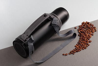 Термос "Сахалин" 1200 мл, покрытие пудра, черный