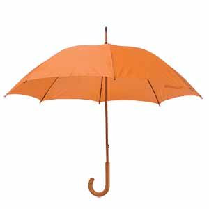 Зонт-трость механический, деревянная ручка (Оранжевый)