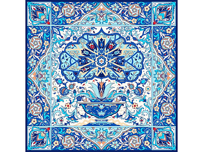 Платок Арабески (Синий, голубой)