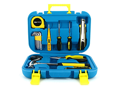 Набор инструментов, 15 предметов (Синий, желтый, черный)