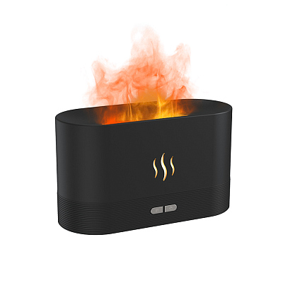Светодиодный USB увлажнитель-ароматизатор Flame, черный (Чёрный) Светодиодный USB увлажнитель-ароматизатор Flame, черный (Чёрный)
