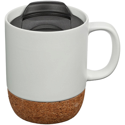 Кружка с пробковой подставкой Corky Walk, белая (Белый) Кружка с пробковой подставкой Corky Walk, белая (Белый)