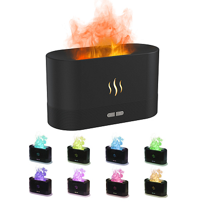 Светодиодный USB увлажнитель-ароматизатор Flame RGB, черный (Чёрный) Светодиодный USB увлажнитель-ароматизатор Flame RGB, черный (Чёрный)