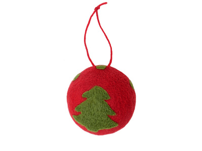Новогодний шар из войлока Елочная игрушка (Красный/зленый)