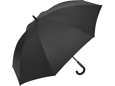 Зонт-трость Carbon с куполом из переработанного пластика (Черный)